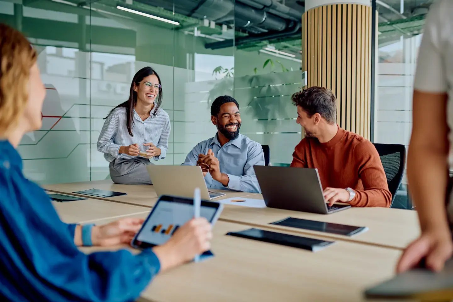 Team collaborating in an office