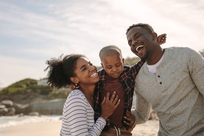 Happy family outdoors