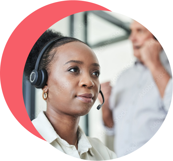 Call centre lady talking to customer