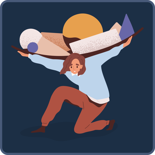 Illustration of woman carrying items