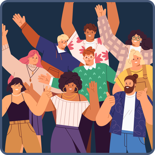 Illustration of happy crowd