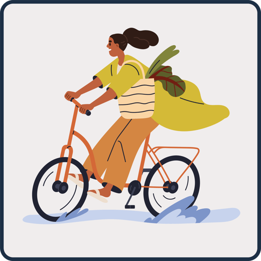 Illustration of woman riding bike