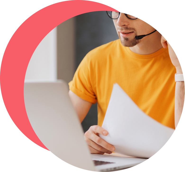 man with headphone at desk