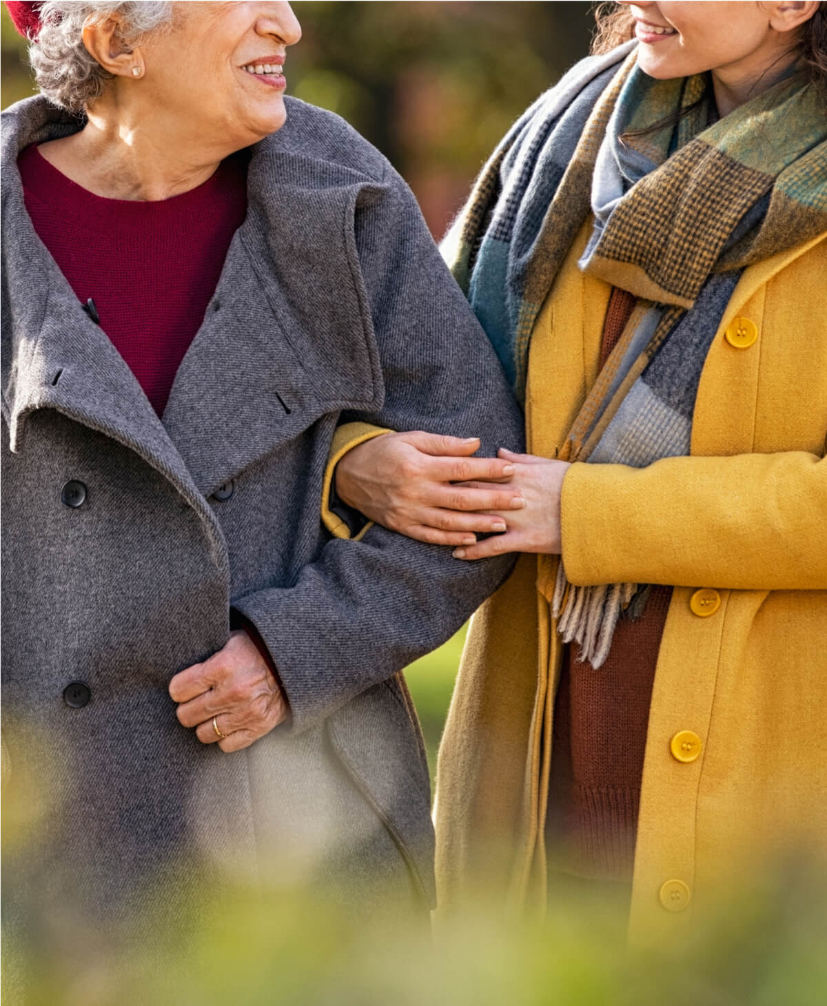 old lady with her mature daughter