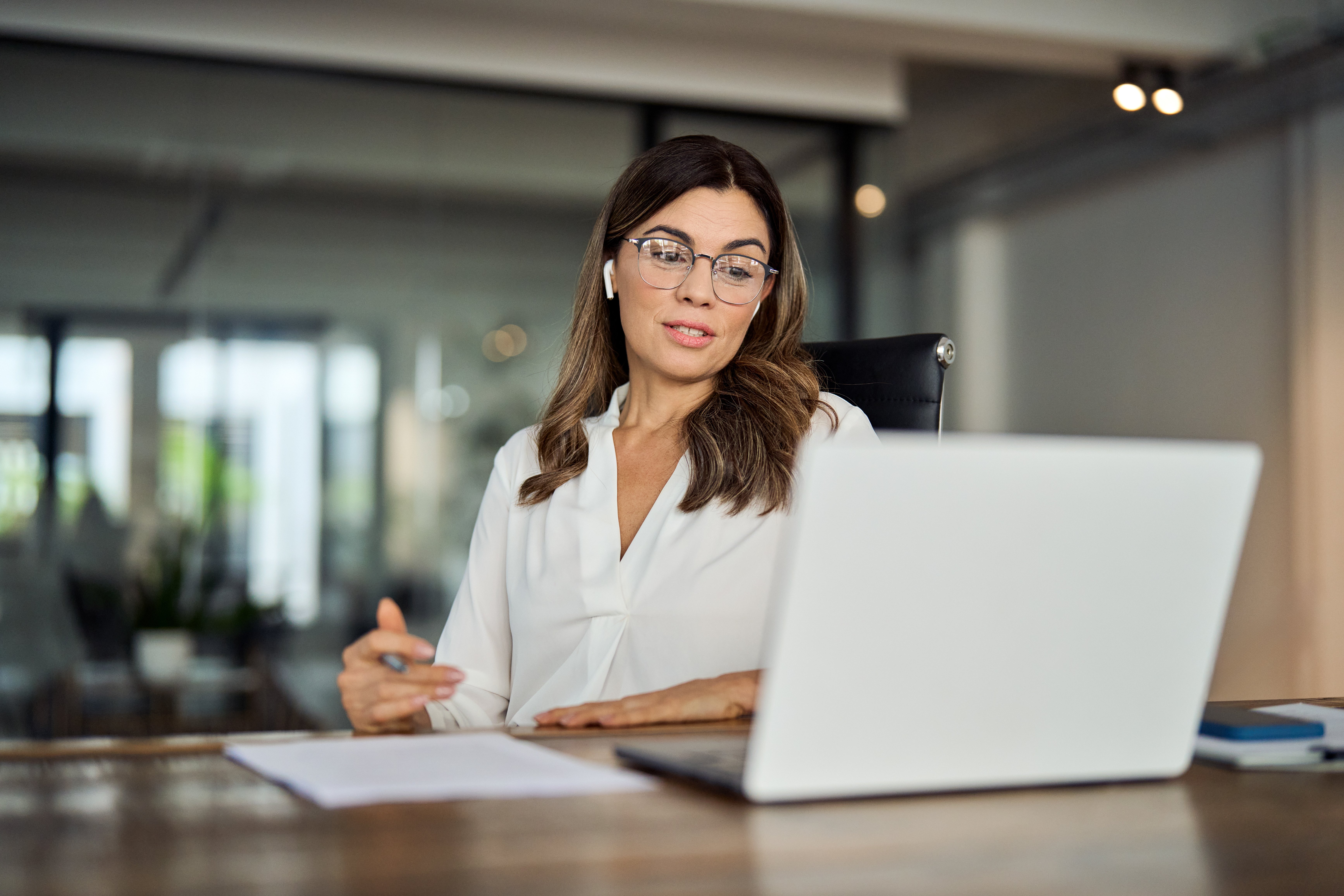 Young woman working on her laptop