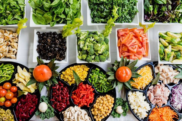 Healthy food on platters
