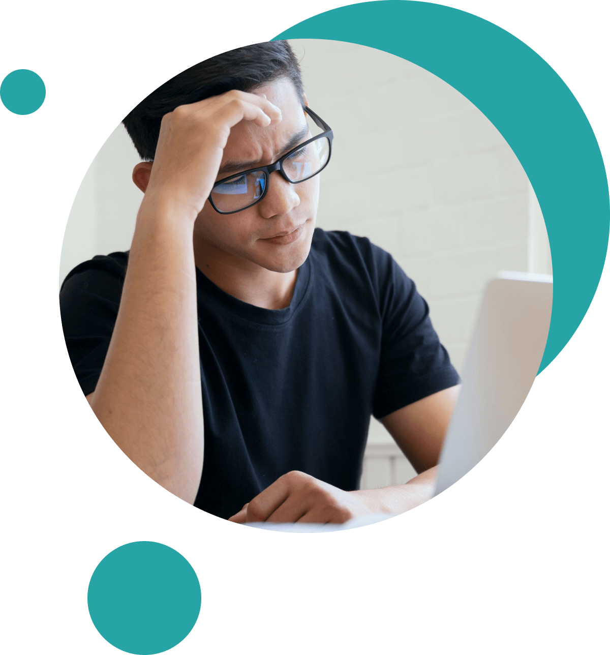 young man concentrating at computer