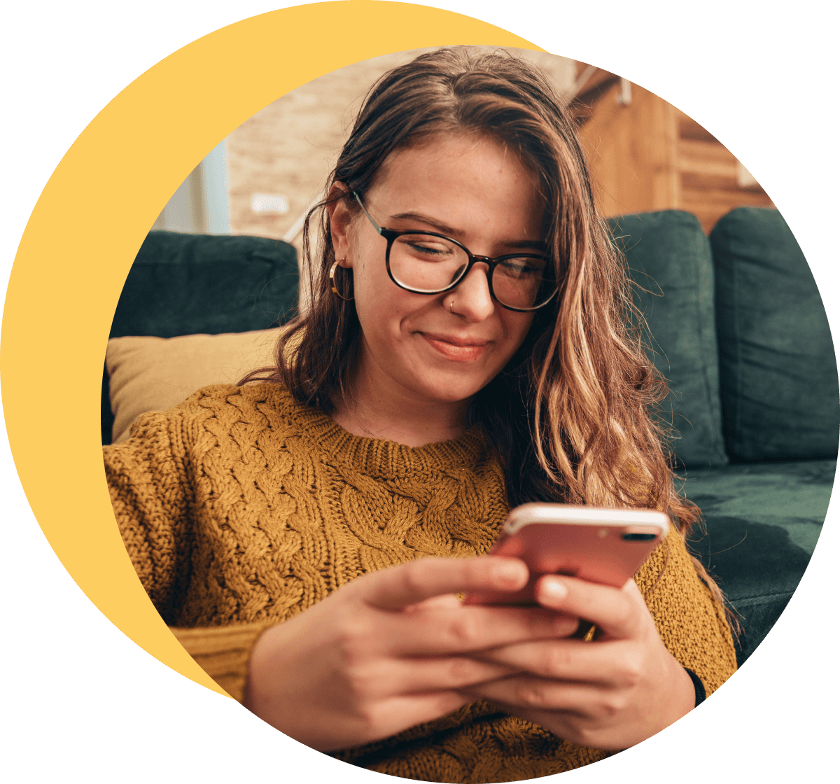 young woman interacting with her mobile phone